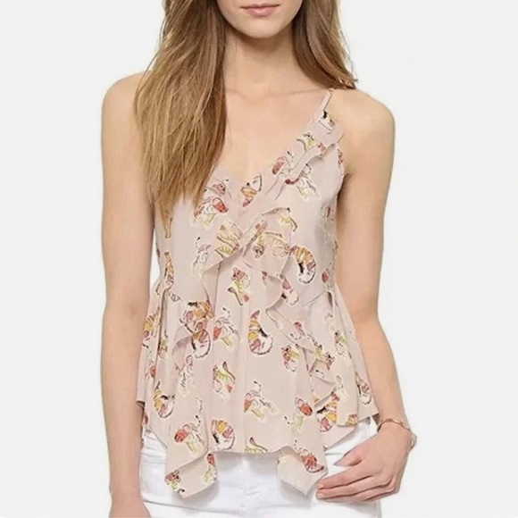 Rebecca Taylor Silk Tiger Cubs Pastel Colors Silk Top size 6 - Picture 1 of 14